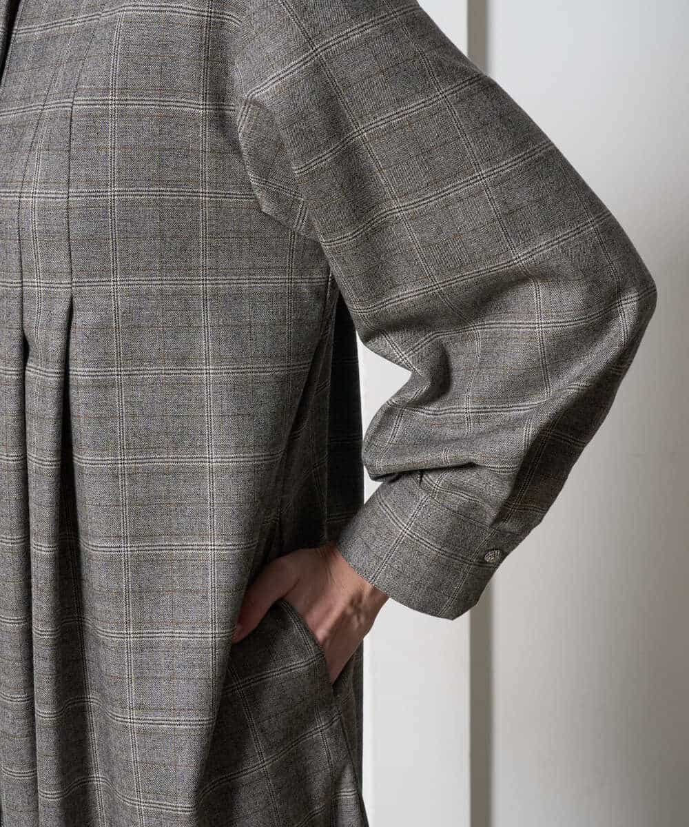 PYEAD31720 CHRISTIAN AUJARD(小さいサイズ)(メゾン ドゥ サンク) グレンチェックワンピース ブラウン系