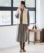 PYEAD31720 CHRISTIAN AUJARD(小さいサイズ)(メゾン ドゥ サンク) グレンチェックワンピース ブラウン系