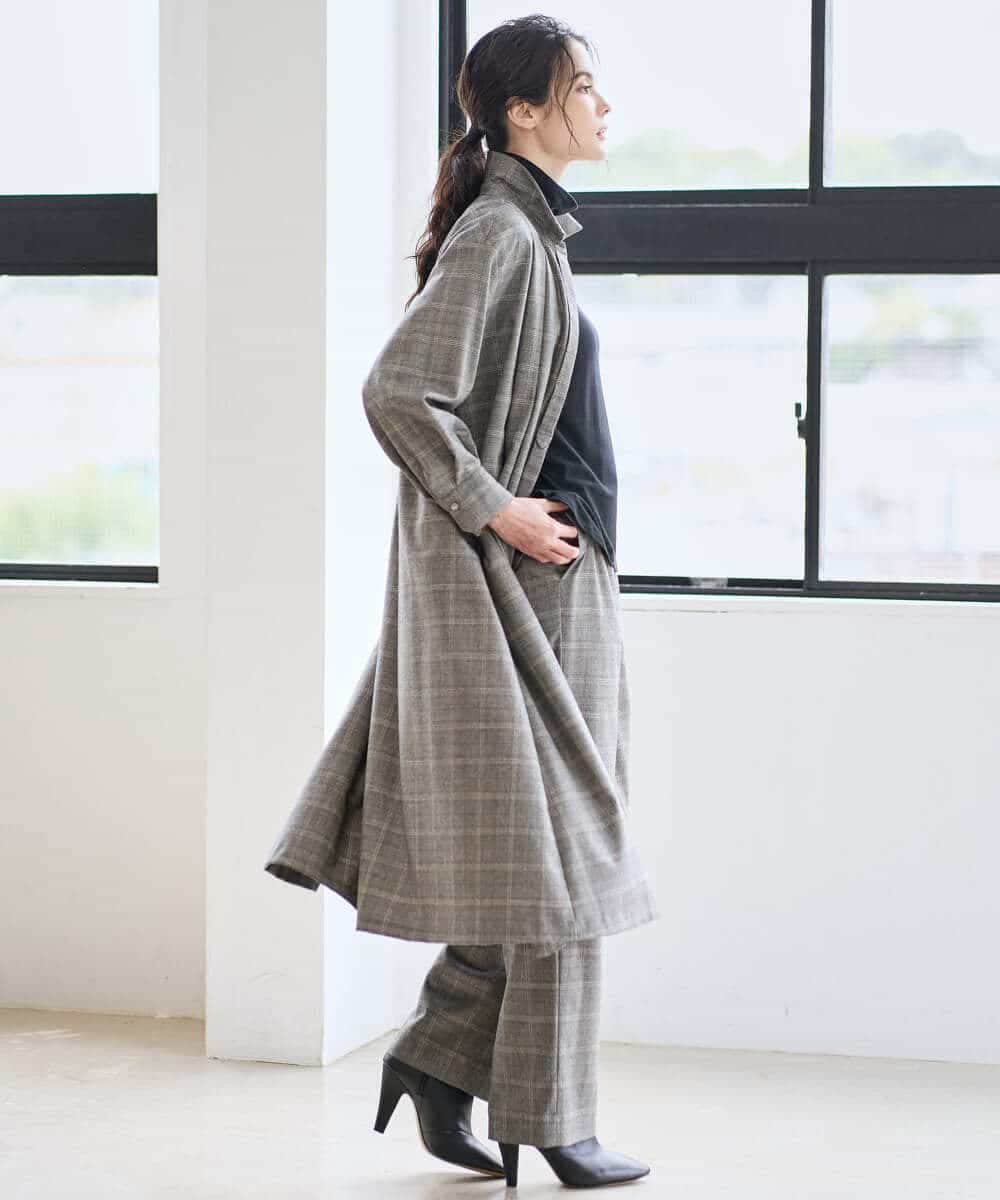 PYEAD31720 CHRISTIAN AUJARD(小さいサイズ)(メゾン ドゥ サンク) グレンチェックワンピース ブラウン系