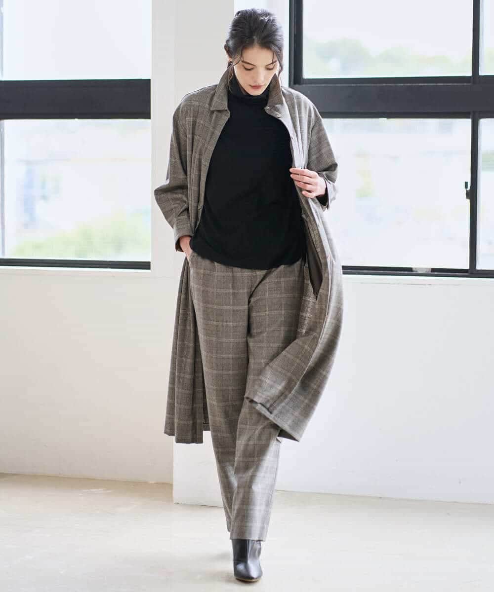 PYEAD31720 CHRISTIAN AUJARD(小さいサイズ)(メゾン ドゥ サンク) グレンチェックワンピース ブラウン系