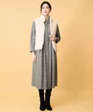 PYEAD31720 CHRISTIAN AUJARD(小さいサイズ)(メゾン ドゥ サンク) グレンチェックワンピース ブラウン系