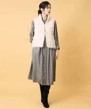 PYEAD31720 CHRISTIAN AUJARD(小さいサイズ)(メゾン ドゥ サンク) グレンチェックワンピース ブラウン系