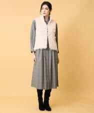 PYEAD31720 CHRISTIAN AUJARD(小さいサイズ)(メゾン ドゥ サンク) グレンチェックワンピース ブラウン系