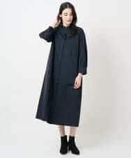 PYEAE03600 CHRISTIAN AUJARD(小さいサイズ)(メゾン ドゥ サンク) 長袖タフタワンピース ネイビー