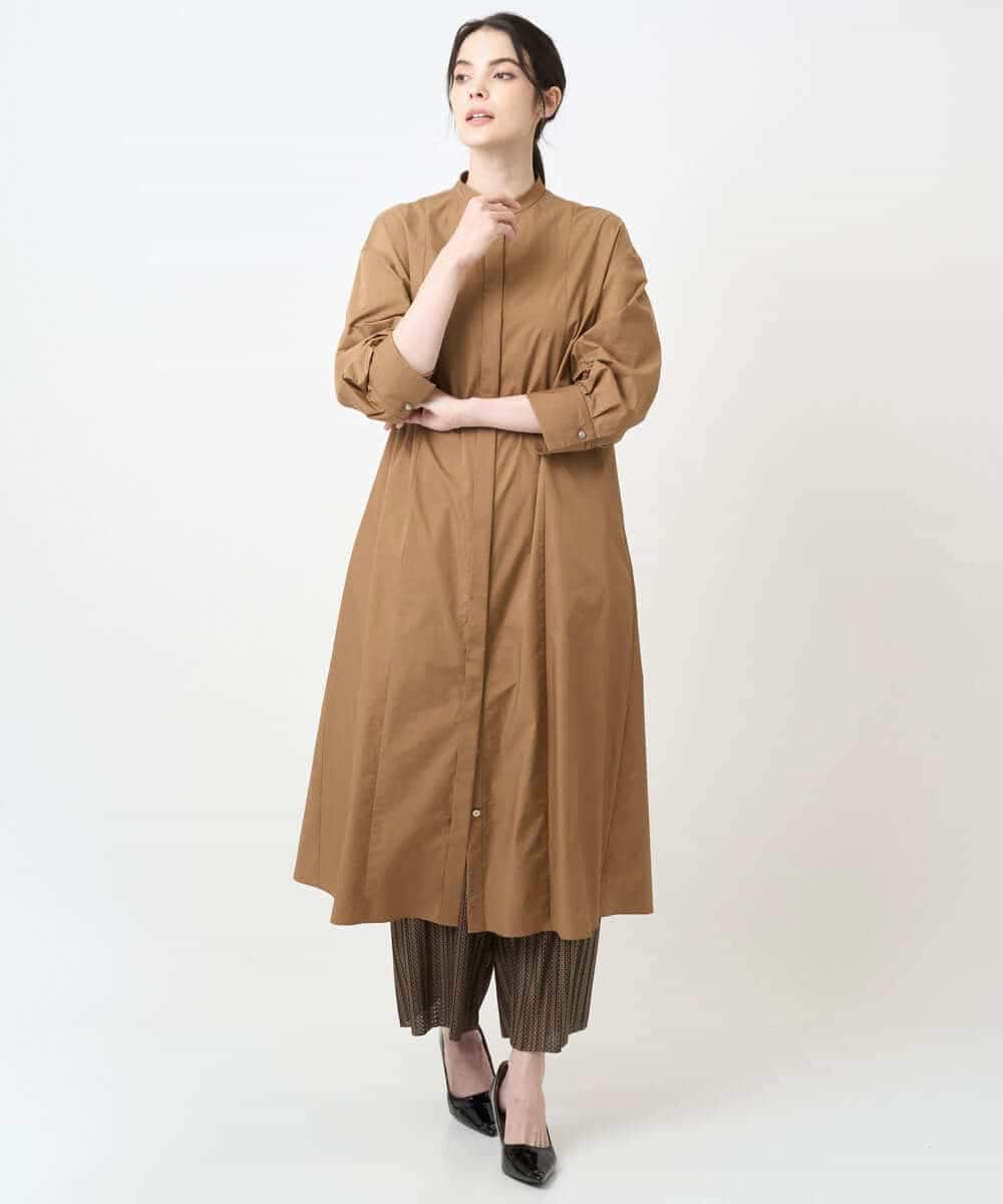 PYEAE03600 CHRISTIAN AUJARD(小さいサイズ)(メゾン ドゥ サンク) 長袖タフタワンピース ブラウン