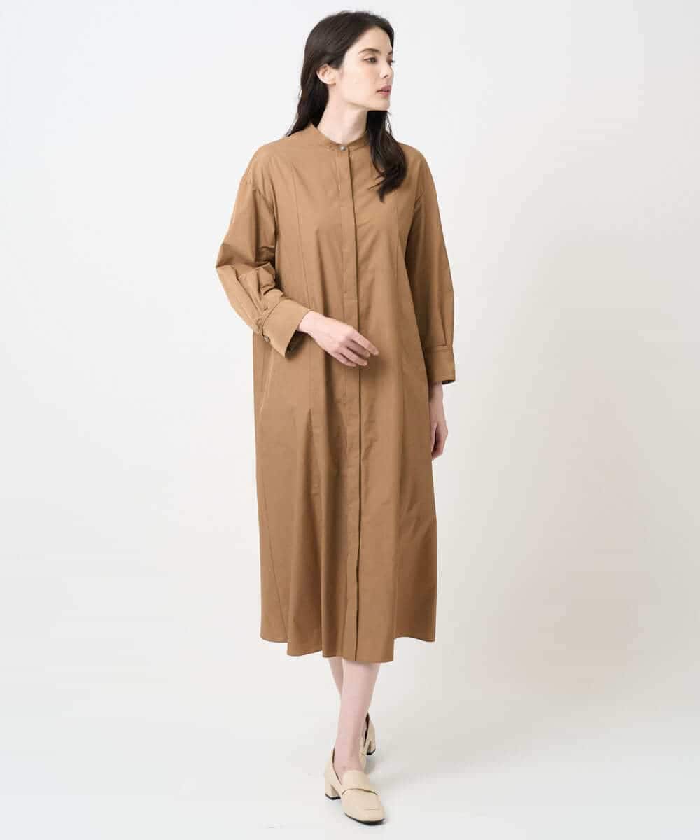 PYEAE03600 CHRISTIAN AUJARD(小さいサイズ)(メゾン ドゥ サンク) 長袖タフタワンピース ブラウン