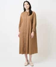 PYEAE03600 CHRISTIAN AUJARD(小さいサイズ)(メゾン ドゥ サンク) 長袖タフタワンピース ブラウン