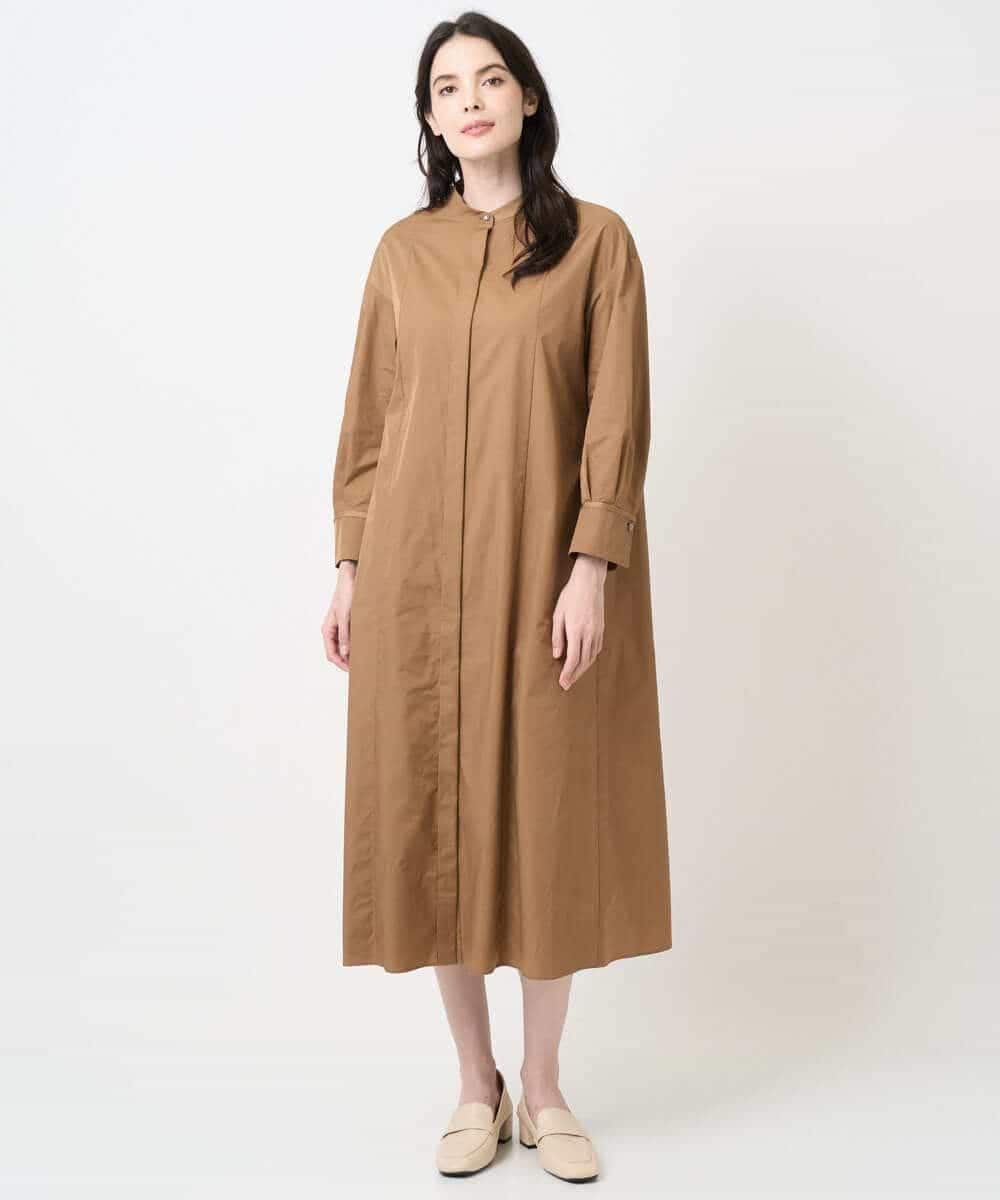 PYEAE03600 CHRISTIAN AUJARD(小さいサイズ)(メゾン ドゥ サンク) 長袖タフタワンピース ブラウン