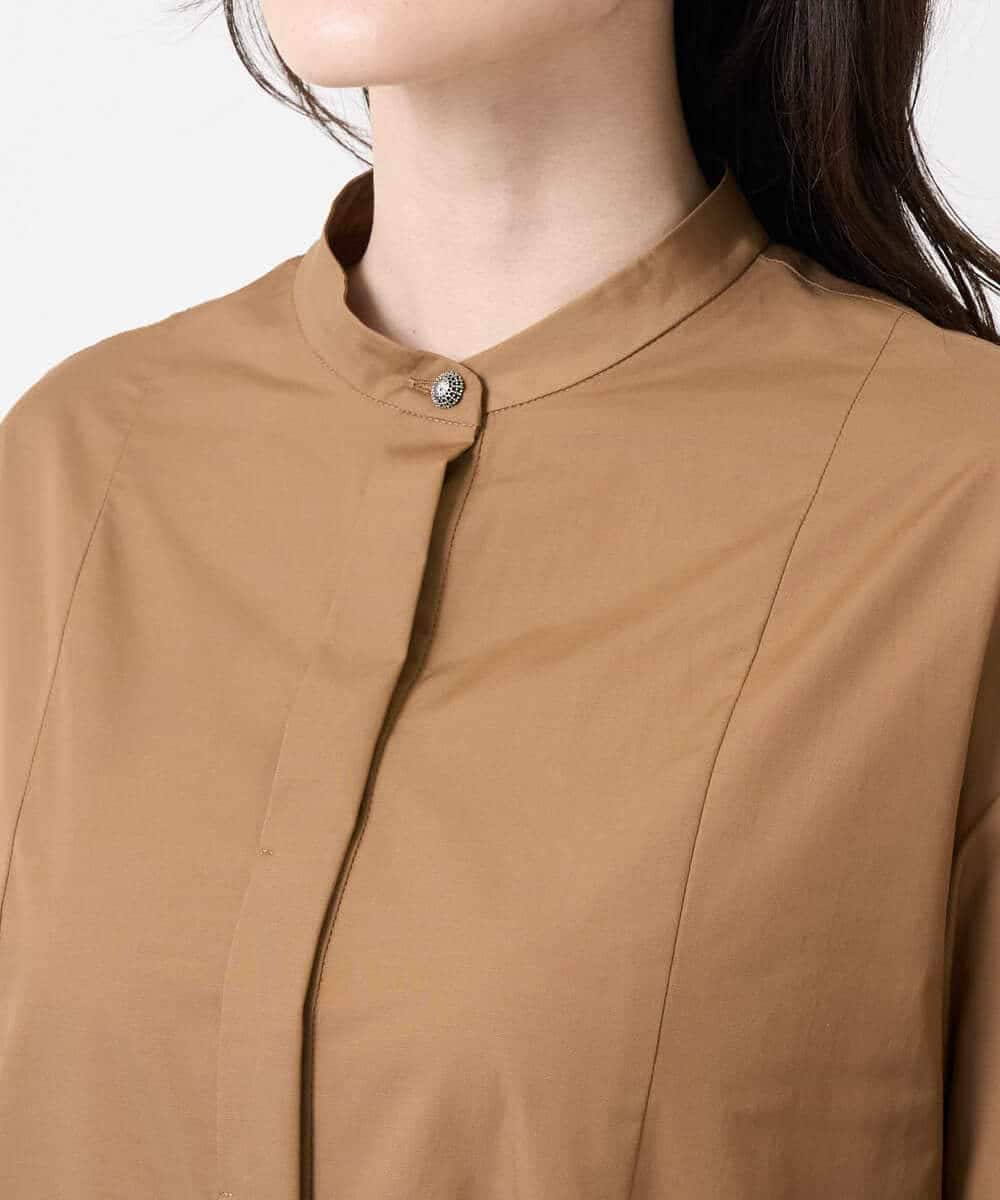 PYEAE03600 CHRISTIAN AUJARD(小さいサイズ)(メゾン ドゥ サンク) 長袖タフタワンピース ブラウン