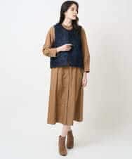 PYEAE03600 CHRISTIAN AUJARD(小さいサイズ)(メゾン ドゥ サンク) 長袖タフタワンピース ブラウン