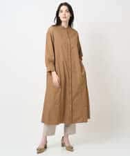 PYEAE03600 CHRISTIAN AUJARD(小さいサイズ)(メゾン ドゥ サンク) 長袖タフタワンピース ブラウン