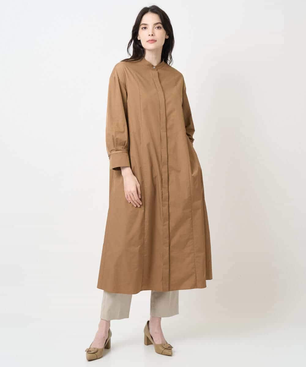 PYEAE03600 CHRISTIAN AUJARD(小さいサイズ)(メゾン ドゥ サンク) 長袖タフタワンピース ブラウン