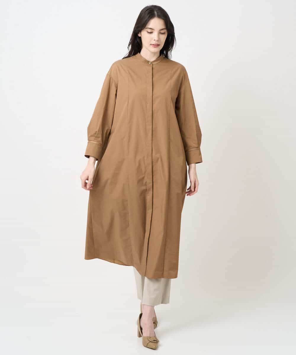 PYEAE03600 CHRISTIAN AUJARD(小さいサイズ)(メゾン ドゥ サンク) 長袖タフタワンピース ブラウン