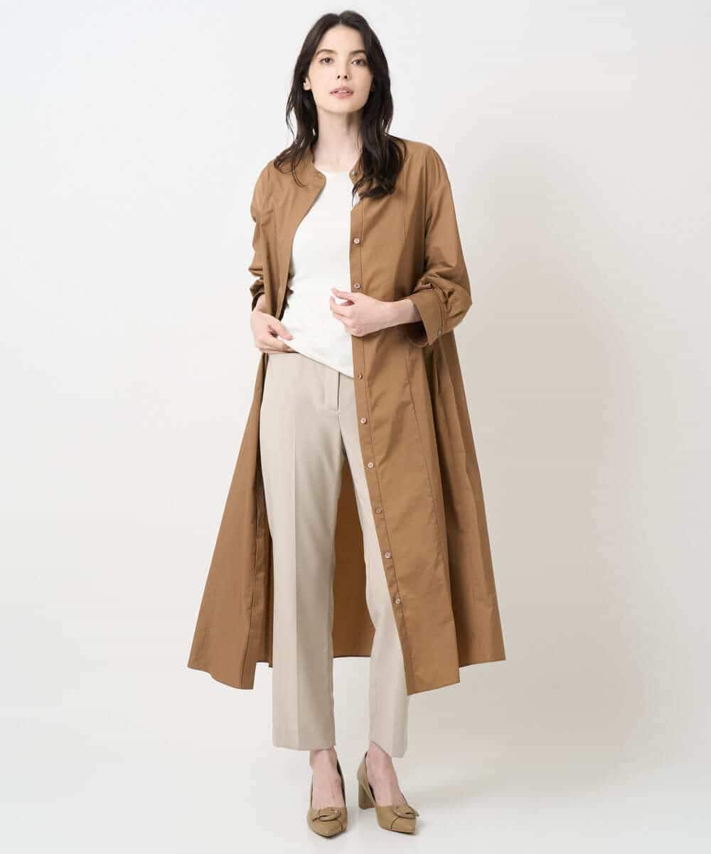 PYEAE03600 CHRISTIAN AUJARD(小さいサイズ)(メゾン ドゥ サンク) 長袖タフタワンピース ブラウン