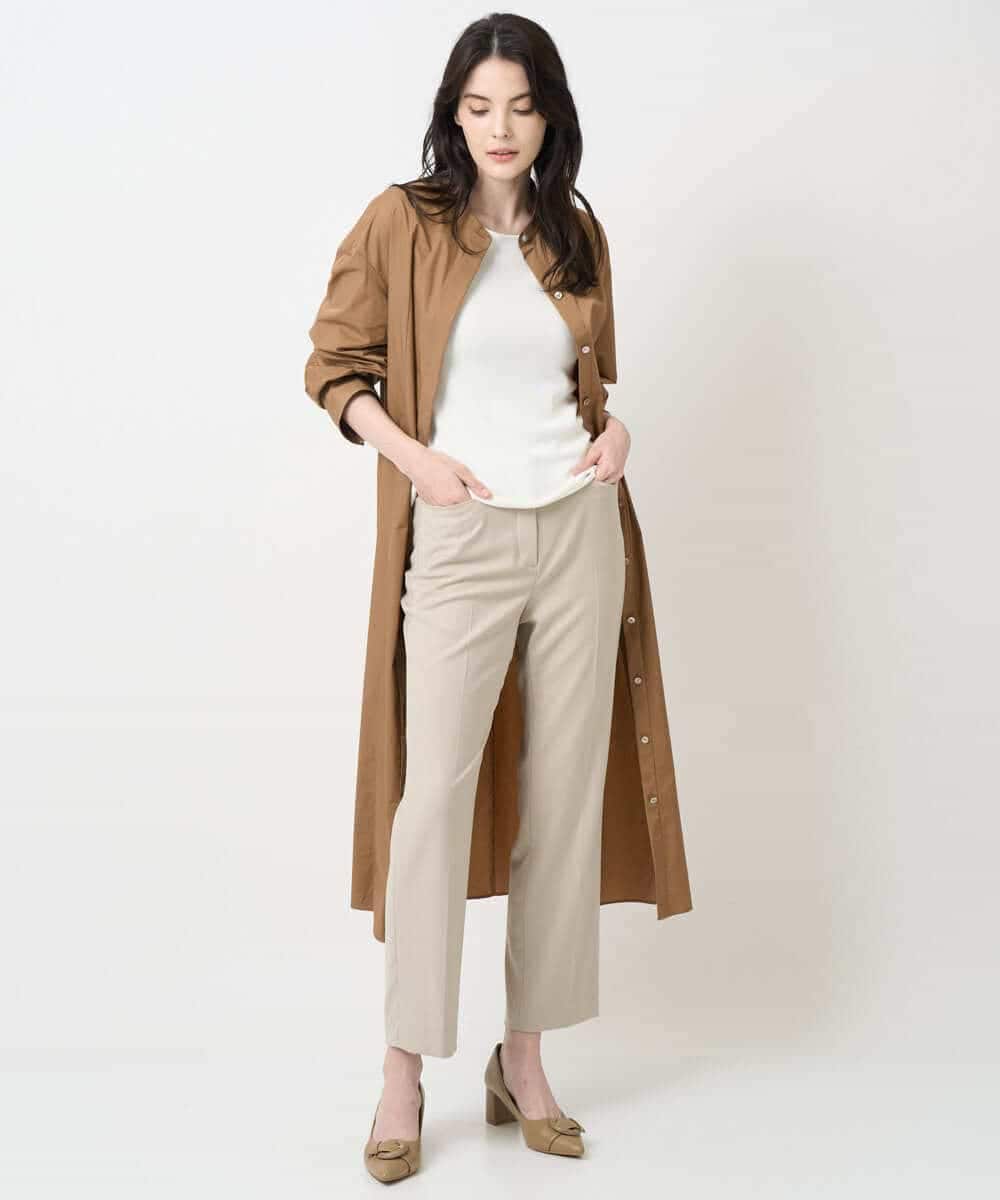 PYEAE03600 CHRISTIAN AUJARD(小さいサイズ)(メゾン ドゥ サンク) 長袖タフタワンピース ブラウン