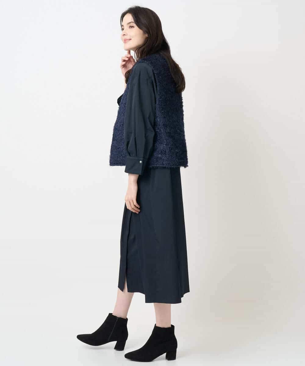 PYEAE03600 CHRISTIAN AUJARD(小さいサイズ)(メゾン ドゥ サンク) 長袖タフタワンピース ブラウン