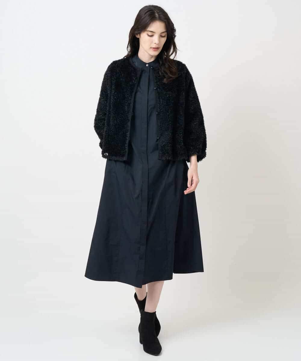 PYEAE03600 CHRISTIAN AUJARD(小さいサイズ)(メゾン ドゥ サンク) 長袖タフタワンピース ブラウン