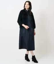 PYEAE03600 CHRISTIAN AUJARD(小さいサイズ)(メゾン ドゥ サンク) 長袖タフタワンピース ブラウン