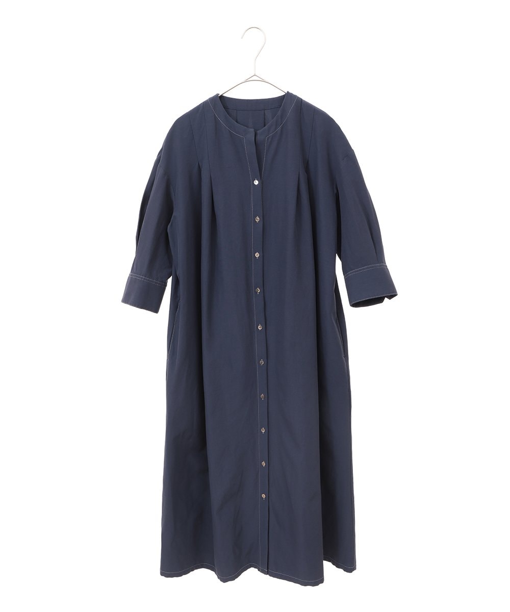 PYEGA45500 CHRISTIAN AUJARD(小さいサイズ)(メゾン ドゥ サンク) タックデザインワンピース ネイビー