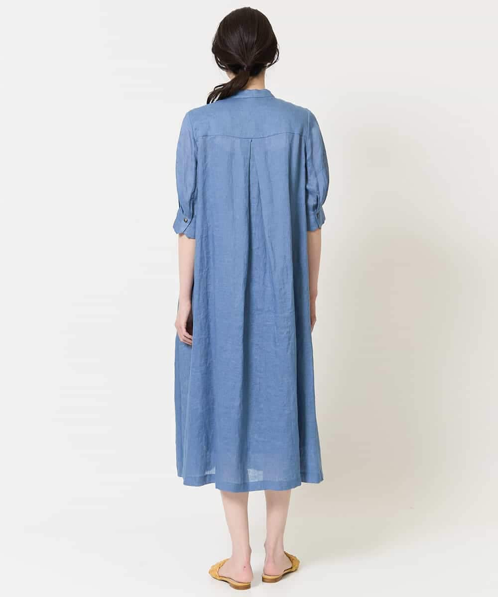 PYEGA63600 CHRISTIAN AUJARD(小さいサイズ)(メゾン ドゥ サンク) [吸水速乾]リネンリラクシーワンピース ブルー