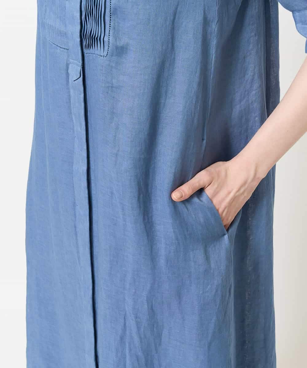 PYEGA63600 CHRISTIAN AUJARD(小さいサイズ)(メゾン ドゥ サンク) [吸水速乾]リネンリラクシーワンピース ブルー