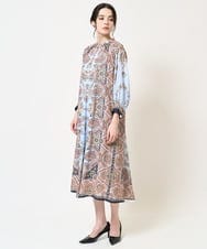 PYEGB18900 CHRISTIAN AUJARD(小さいサイズ)(メゾン ドゥ サンク) RATTIオーナメントプリントワンピース ネイビー×ライトブルー