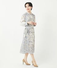 PYEGB18900 CHRISTIAN AUJARD(小さいサイズ)(メゾン ドゥ サンク) RATTIオーナメントプリントワンピース ネイビー×ライトブルー
