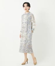PYEGB18900 CHRISTIAN AUJARD(小さいサイズ)(メゾン ドゥ サンク) RATTIオーナメントプリントワンピース ネイビー×ライトブルー