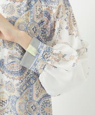 PYEGB18900 CHRISTIAN AUJARD(小さいサイズ)(メゾン ドゥ サンク) RATTIオーナメントプリントワンピース ネイビー×ライトブルー