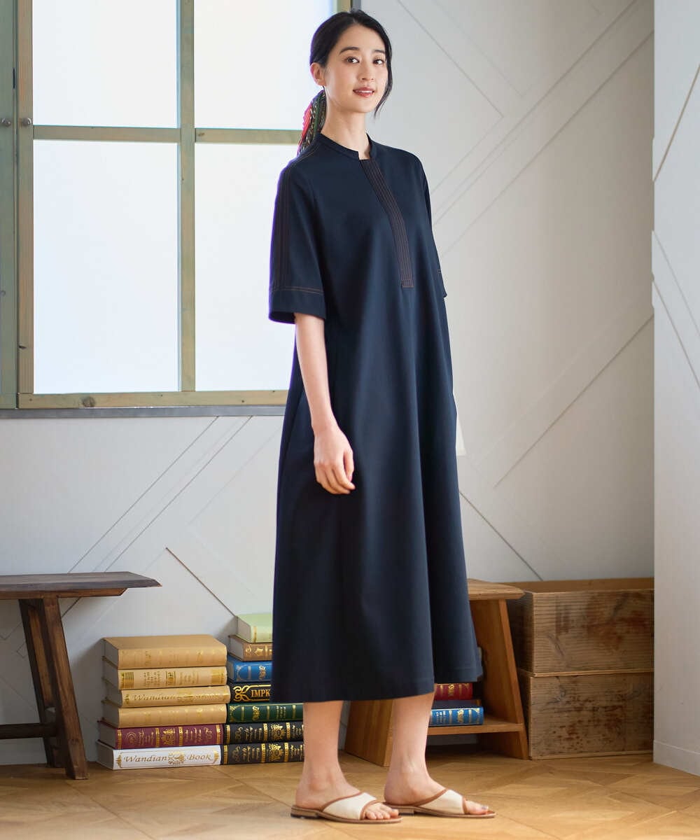 PYEGD42490 CHRISTIAN AUJARD(小さいサイズ)(メゾン ドゥ サンク) ドライタッチジャージーワンピース ネイビー