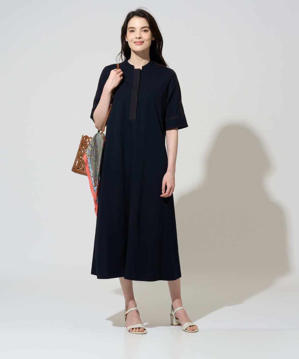 PYEGD42490 CHRISTIAN AUJARD(小さいサイズ)(メゾン ドゥ サンク) ドライタッチジャージーワンピース ネイビー