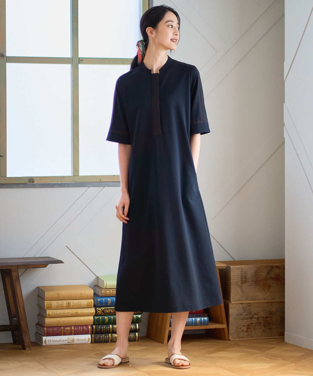 PYEGD42490 CHRISTIAN AUJARD(小さいサイズ)(メゾン ドゥ サンク) ドライタッチジャージーワンピース ネイビー