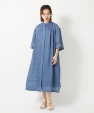 PYEGD52590 CHRISTIAN AUJARD(小さいサイズ)(メゾン ドゥ サンク) リネンクロスワンピース ブルー