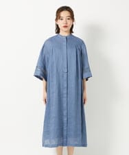 PYEGD52590 CHRISTIAN AUJARD(小さいサイズ)(メゾン ドゥ サンク) リネンクロスワンピース ブルー