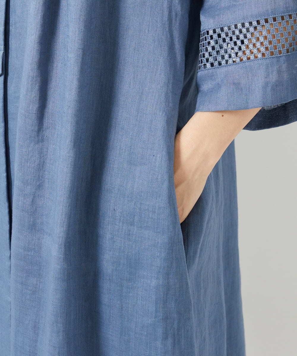 PYEGD52590 CHRISTIAN AUJARD(小さいサイズ)(メゾン ドゥ サンク) リネンクロスワンピース ブルー