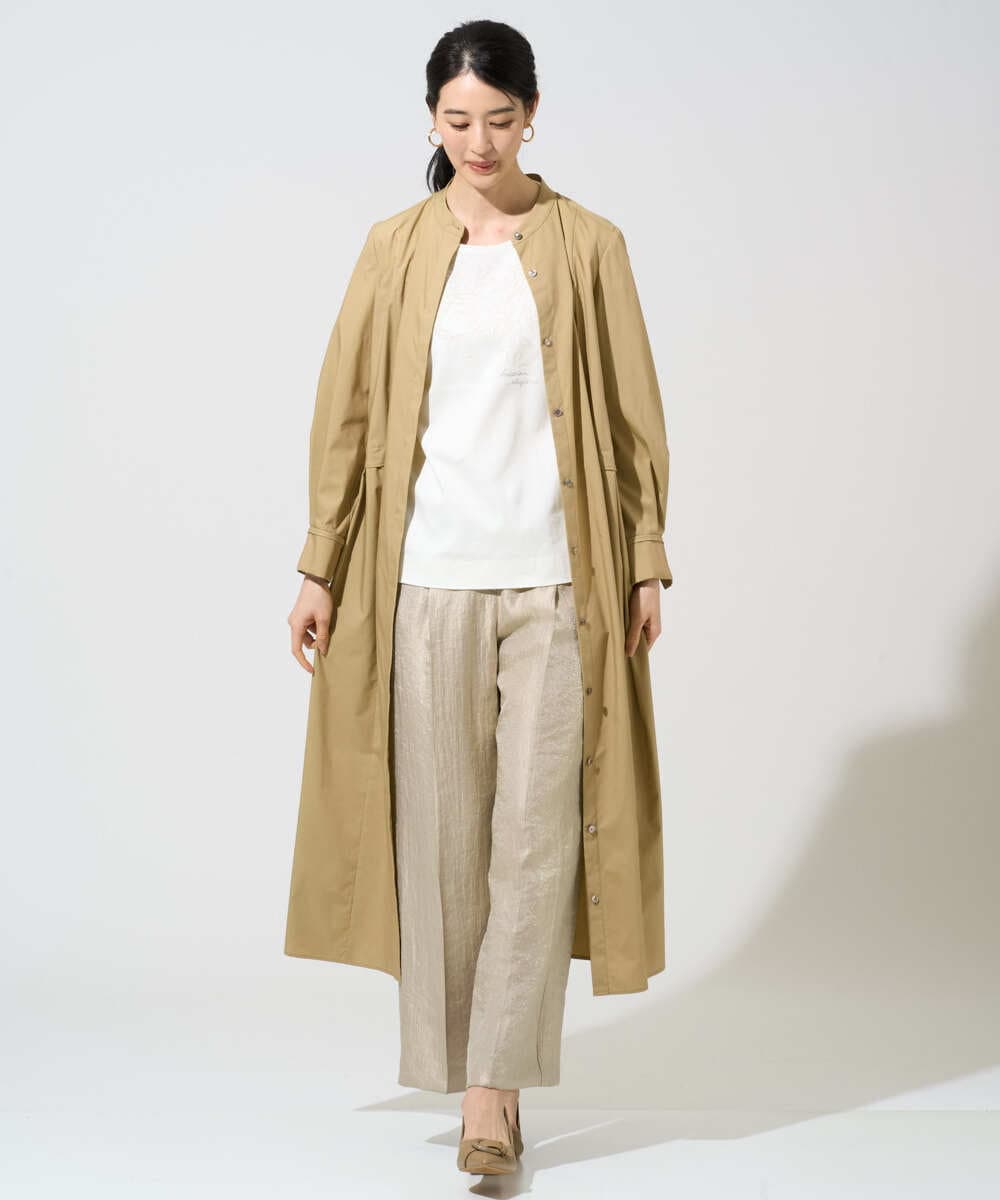 PYEGE05620 CHRISTIAN AUJARD(小さいサイズ)(メゾン ドゥ サンク) バンドカラーシャツワンピース ベージュ