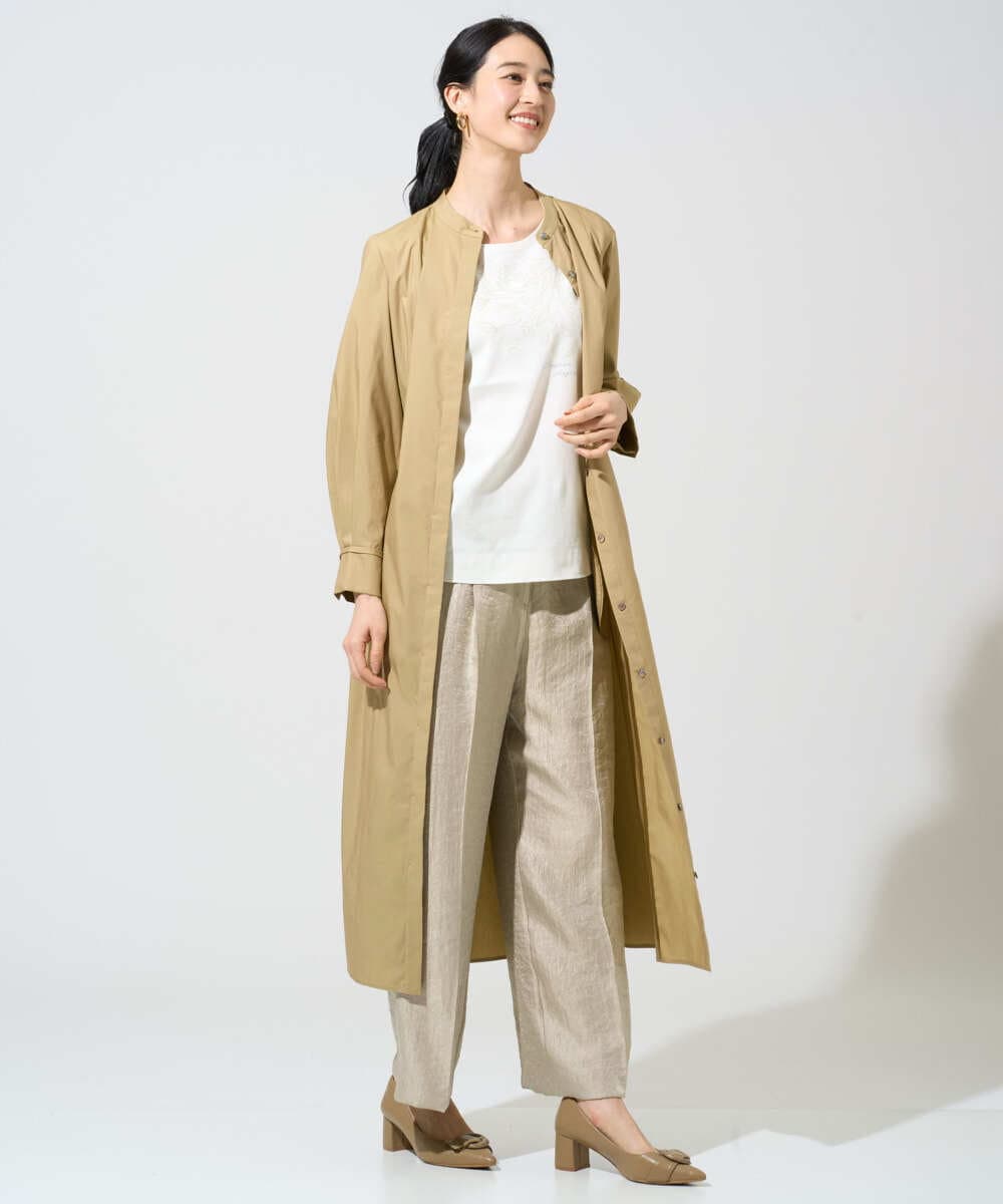 PYEGE05620 CHRISTIAN AUJARD(小さいサイズ)(メゾン ドゥ サンク) バンドカラーシャツワンピース ベージュ