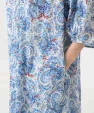 PYEHA04700 CHRISTIAN AUJARD(小さいサイズ)(メゾン ドゥ サンク) [通気性･発散性]プチフラワーペイズリープリントワンピース ブルー系