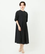 PYEHB20790 CHRISTIAN AUJARD(小さいサイズ)(メゾン ドゥ サンク) アイレットリーフ刺繍ワンピース ブラック
