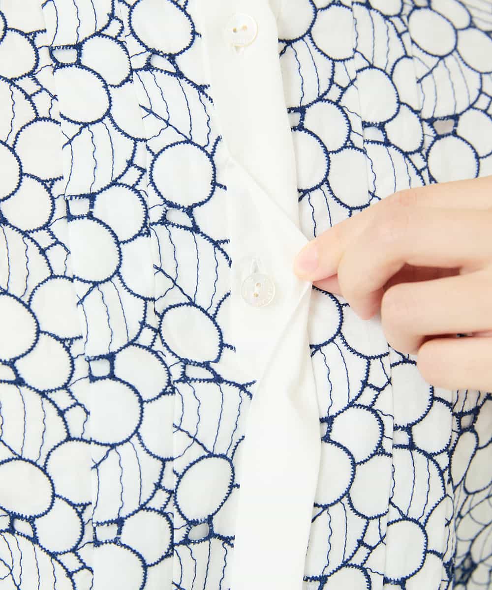 PYEHB20790 CHRISTIAN AUJARD(小さいサイズ)(メゾン ドゥ サンク) アイレットリーフ刺繍ワンピース ホワイト