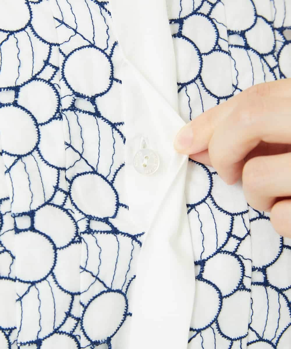 PYEHB20790 CHRISTIAN AUJARD(小さいサイズ)(メゾン ドゥ サンク) アイレットリーフ刺繍ワンピース ホワイト