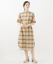 PYEHW15560 CHRISTIAN AUJARD(小さいサイズ)(メゾン ドゥ サンク) オリジナルチェックワンピース マスタード系