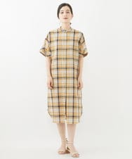 PYEHW15560 CHRISTIAN AUJARD(小さいサイズ)(メゾン ドゥ サンク) オリジナルチェックワンピース マスタード系