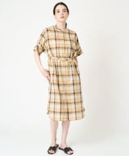 PYEHW15560 CHRISTIAN AUJARD(小さいサイズ)(メゾン ドゥ サンク) オリジナルチェックワンピース マスタード系