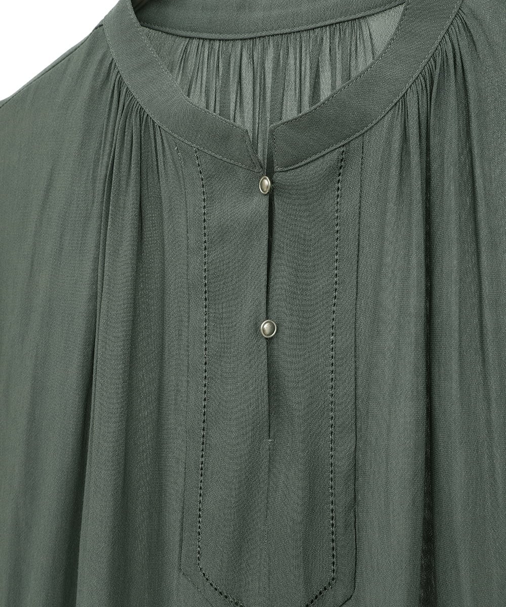 PYEHW35490 CHRISTIAN AUJARD(小さいサイズ)(メゾン ドゥ サンク) 【接触冷感･ドライタッチ】ギャザーデザインワンピース ブラック