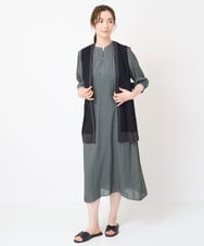 PYEHW35490 CHRISTIAN AUJARD(小さいサイズ)(メゾン ドゥ サンク) 【接触冷感･ドライタッチ】ギャザーデザインワンピース ブラック
