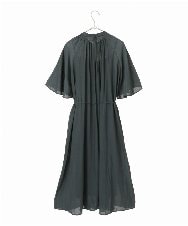 PYEJB02500 CHRISTIAN AUJARD(小さいサイズ)(メゾン ドゥ サンク) フレアスリーブワンピース ダークグリーン
