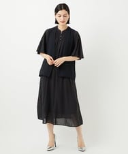 PYEJB02500 CHRISTIAN AUJARD(小さいサイズ)(メゾン ドゥ サンク) フレアスリーブワンピース ブラック
