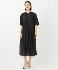 PYEJB02500 CHRISTIAN AUJARD(小さいサイズ)(メゾン ドゥ サンク) フレアスリーブワンピース ブラック