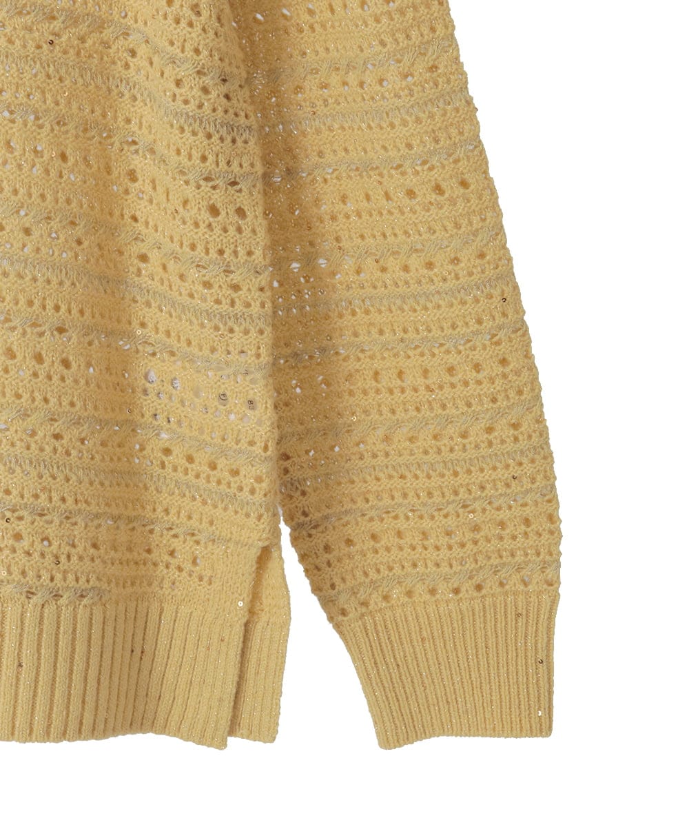 PYFAD18330 CHRISTIAN AUJARD(小さいサイズ)(メゾン ドゥ サンク) ラメスパンコール長袖ニットプルオーバー アイボリー